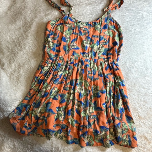 Free People Orange Dear You Backless Straps Mini Dress w/ Pockets Size S - Picture 2 of 12